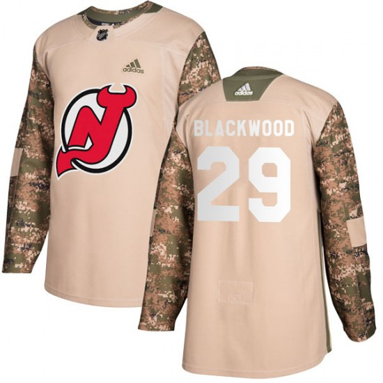 2020 New Jersey Devils #29 MacKenzie Blackwood Authentic Mackenzie wood Camo Veterans Day Practice A