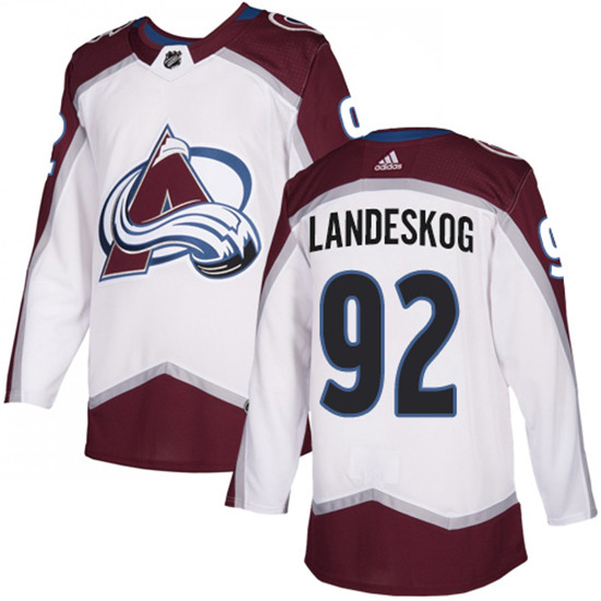 2020 Men's Colorado Avalanche #92 Gabriel Landeskog Adidas White Away Authentic NHL Jersey