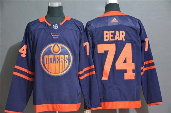 2020 Men's Edmonton Oilers #74 Ethan Bear Navy Blue Adidas Stitched NHL Jersey - Click Image to Close
