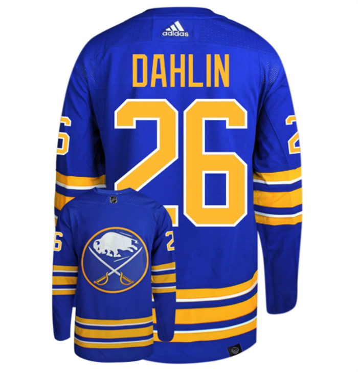 Men's Buffalo Sabres #26 Rasmus Dahlin Blue Stitched Jersey - Click Image to Close