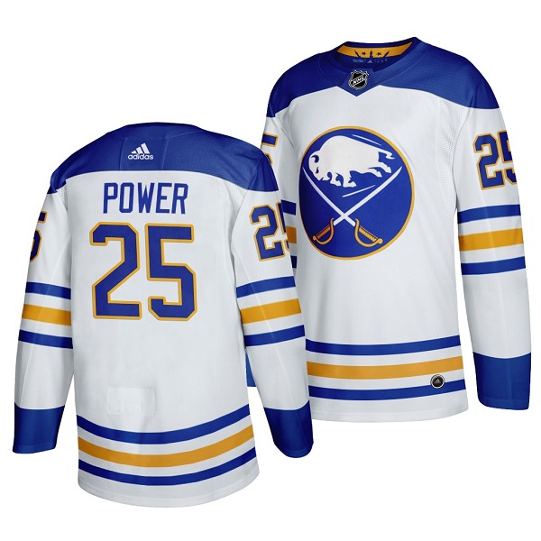 Men's Buffalo Sabres #25 Owen Power White Stitched Jersey - Click Image to Close