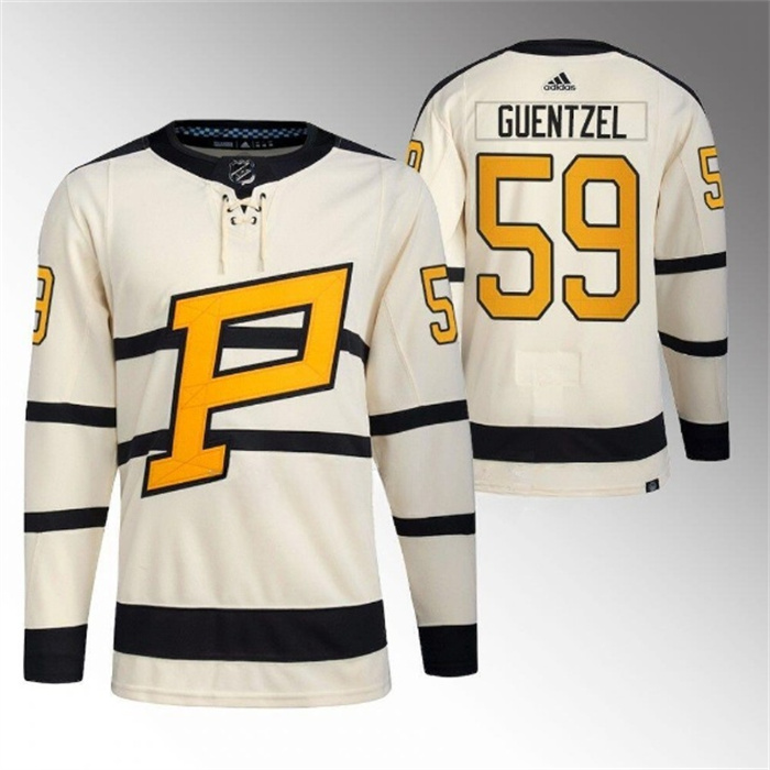 Men's Pittsburgh Penguins #59 Jake Guentzel Cream 2023 Winter Classic Stitched Jersey - Click Image to Close