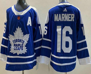 Men's Toronto Maple Leafs #16 Mitch Marner Blue 2022 Reverse Retro Authentic Jersey - Click Image to Close