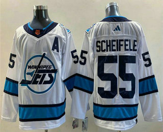 Men's Winnipeg Jets #55 Mark Scheifele White 2022 Reverse Retro Stitched Jersey - Click Image to Close