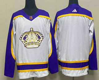 Men's Los Angeles Kings Blank White 2022 Reverse Retro Stitched Jersey - Click Image to Close