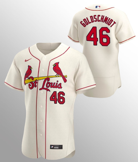 Men's St. Louis Cardinals #46 Paul Goldschmidt Cream Flex Base Stitched MLB Jersey - Click Image to Close