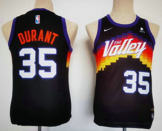 Youth Phoenix Suns #35 Kevin Durant Balck 2022 City Edition Stitched Basketball Jersey - Click Image to Close