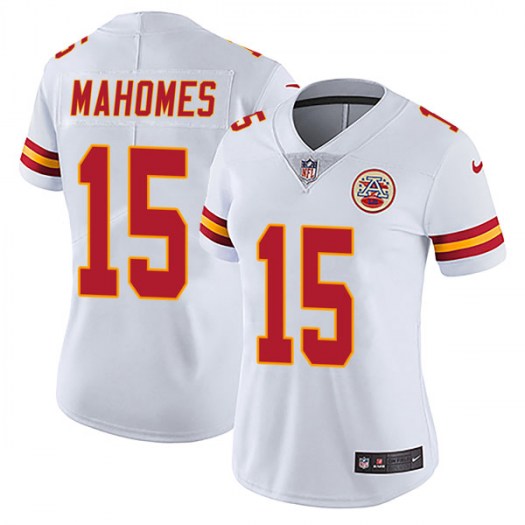 Women's Kansas City Chiefs #15 Patrick Mahomes White Vapor Untouchable Limited Stitched NFL Jersey - Click Image to Close