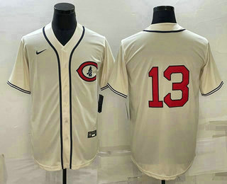 Men's Chicago Cubs #13 David Bote 2022 Cream Field of Dreams Cool Base Stitched Baseball Jersey - Click Image to Close