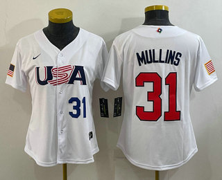 Women's USA Baseball #31 Cedric Mullins Number 2023 White World Classic Stitched Jerseys