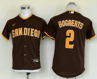 Youth San Diego Padres #2 Xander Bogaerts Brown Cool Base Stitched Baseball Jersey - Click Image to Close