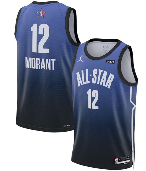 Men's 2023 All-Star #12 Ja Morant Blue Game Swingman Stitched Basketball Jersey - Click Image to Close