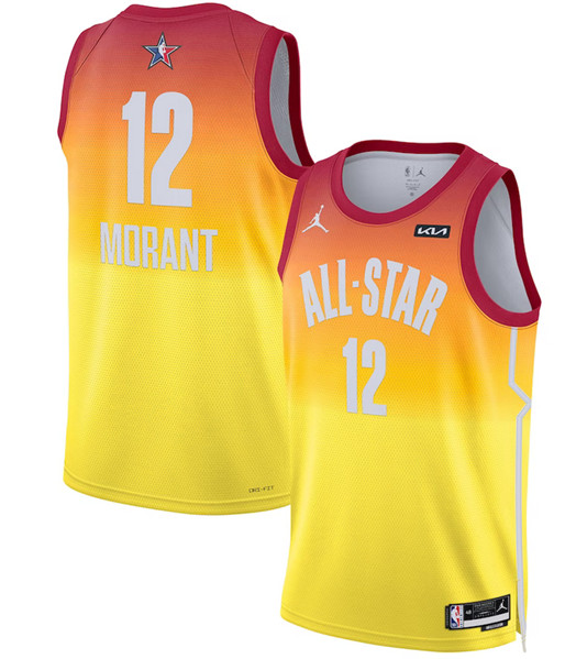 Men's 2023 All-Star #12 Ja Morant Orange Game Swingman Stitched Basketball Jersey - Click Image to Close