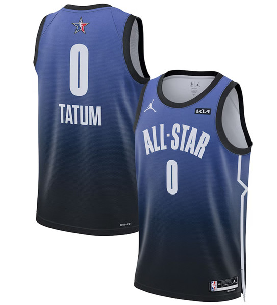 Men's 2023 All-Star #0 Jayson Tatum Blue Game Swingman Stitched Basketball Jersey - Click Image to Close