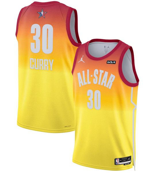 Men's 2023 All-Star #30 Stephen Curry Orange Game Swingman Stitched Basketball Jersey - Click Image to Close