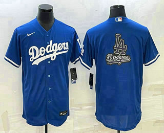 Men's Los Angeles Dodgers Big Logo Blue Flex Base Stitched Baseball Jersey