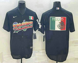 Men's Los Angeles Dodgers Big Logo Black Stitched MLB Cool Base Nike Fashion Jersey8