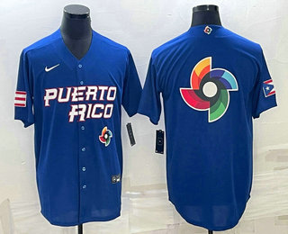 Men's Puerto Rico Baseball 2023 Royal World Big Logo With Patch Classic Stitched Jersey