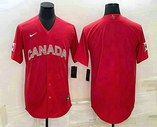 Men's Canada Baseball Blank 2023 Red World With Patch Classic Stitched Jerseys