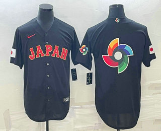 Men's Japan Baseball 2023 Black World Big Logo With Patch Classic Stitched Jersey