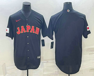 Men's Japan Baseball Blank 2023 Black World Classic Stitched Jerseys