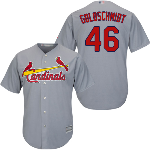 Men's St. Louis Cardinals #46 Paul Goldschmidt Grey Cool Base Stitched Baseball Jersey - Click Image to Close