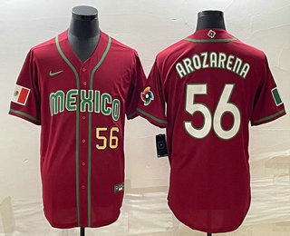Men's Mexico Baseball #56 Randy Arozarena Number 2023 Red World Classic Stitched Jersey12