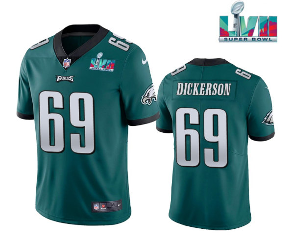Men's Philadelphia Eagles #69 Landon Dickerson Green Super Bowl LVII Patch Vapor Untouchable Limited