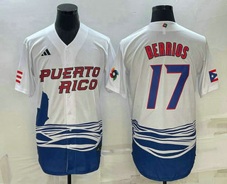 Men's Puerto Rico Baseball #17 Jose Berrios 2023 White World Baseball Classic Stitched Jerseys - Click Image to Close