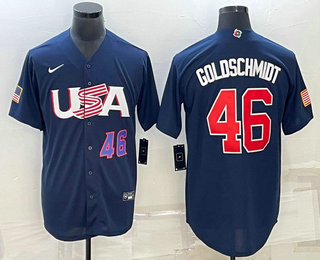 Mens USA Baseball #46 Paul Goldschmidt Number 2023 Navy World Baseball Classic Stitched Jersey