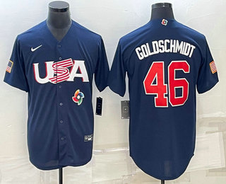 Men's USA Baseball #46 Paul Goldschmidt 2023 Navy World Baseball Classic Stitched Jerseys