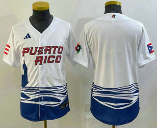 Youth Puerto Rico Baseball Blank 2023 White World Baseball Classic Stitched Jerseys