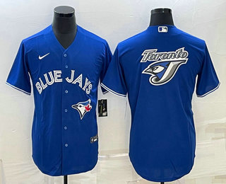 Men's Toronto Blue Jays Big Logo Blue Stitched MLB Cool Base Nike Jersey - Click Image to Close