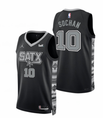 Men's San Antonio Spurs #10 Jeremy Sochan 2022-23 Black Stitched Jersey