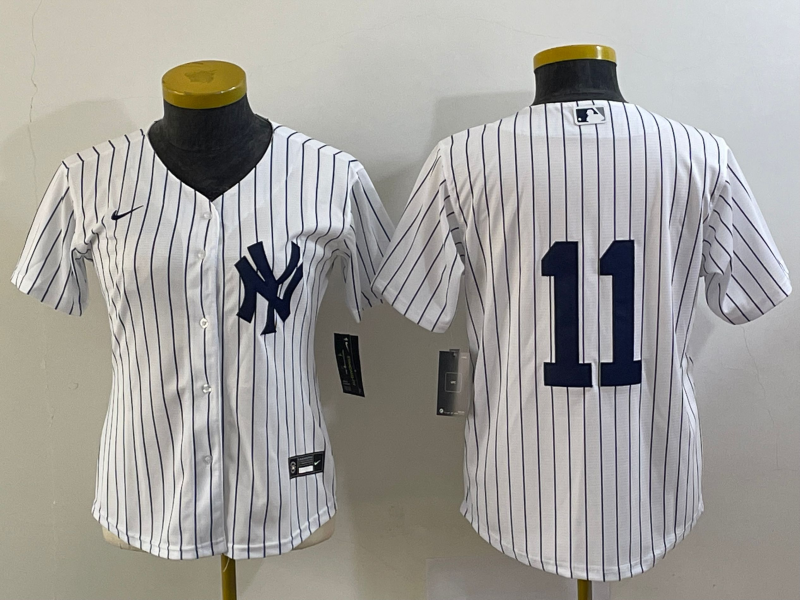 Women's New York Yankees #11 Anthony Volpe White No Name Stitched MLB Nike Cool Base Jersey - Click Image to Close