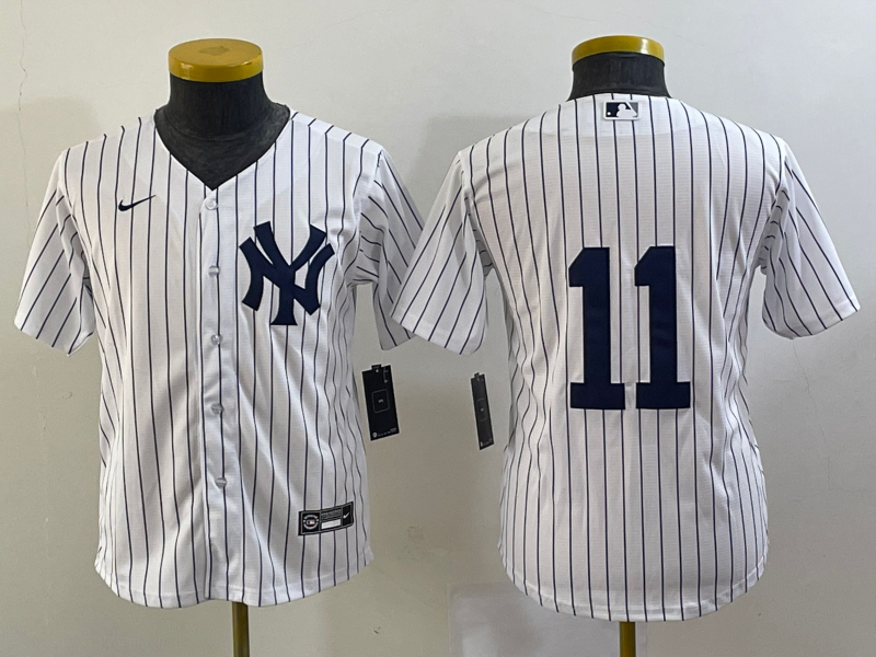 Youth New York Yankees #11 Anthony Volpe White No Name Stitched MLB Nike Cool Base Jersey - Click Image to Close