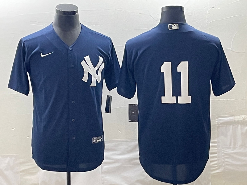 Men's New York Yankees #11 Anthony Volpe No Name Navy Blue Stitched Cool Base Nike Jersey