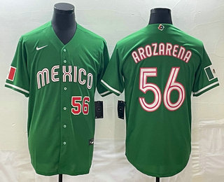 Men's Mexico Baseball #56 Randy Arozarena Number 2023 Green World Classic Stitched Jerseys