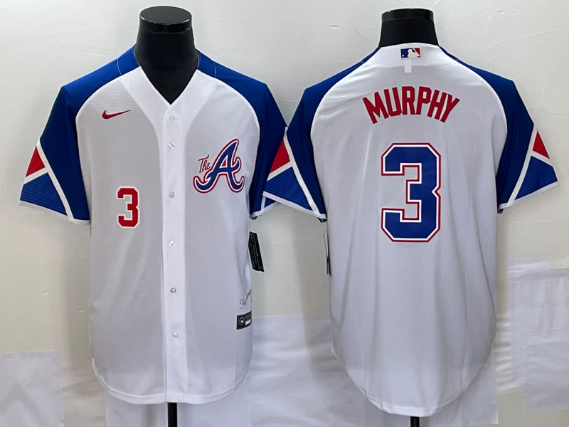 Men's Atlanta Braves #3 Dale Murphy Number White 2023 City Connect Cool Base Stitched Jersey
