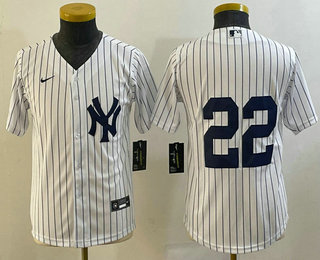 Youth New York Yankees #22 Jacoby Ellsbury White Jersey - Click Image to Close