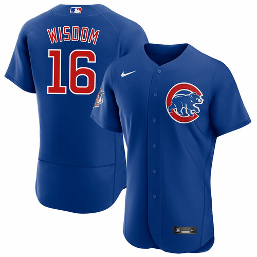 Men's Chicago Cubs #16 Patrick Wisdom Blue Flex Base Stitched Jersey - Click Image to Close