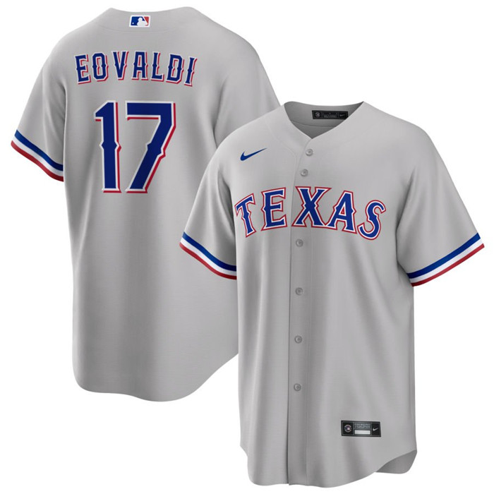 Men's Texas Rangers #17 Nathan Eovaldi Gray Cool Base Stitched Baseball Jersey - Click Image to Close
