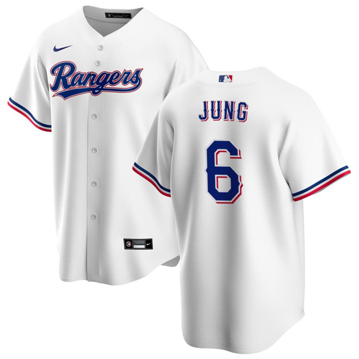 Men's Texas Rangers #6 Josh Jung White Cool Base Stitched Baseball Jersey - Click Image to Close