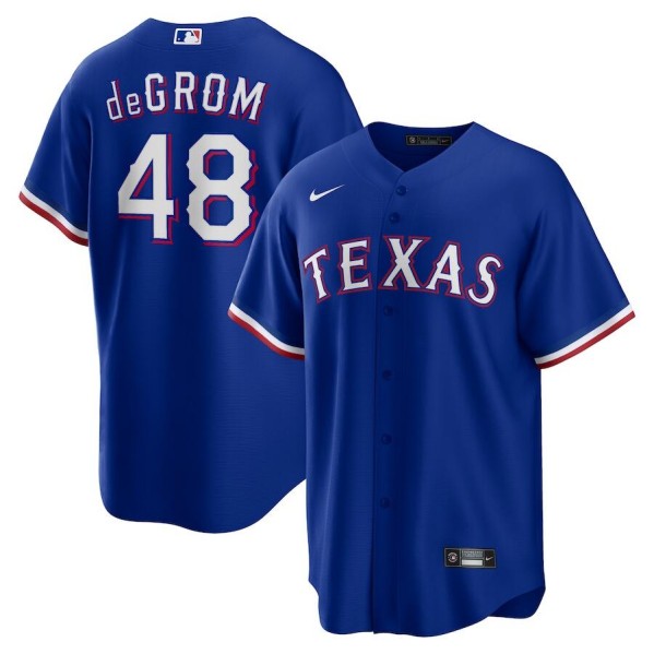 Men's Texas Rangers #48 Jacob deGrom Royal Cool Base Stitched Baseball Jersey
