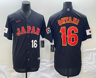 Men's Japan Baseball #16 Shohei Ohtani Number 2023 Black World Classic Stitched Jerseys