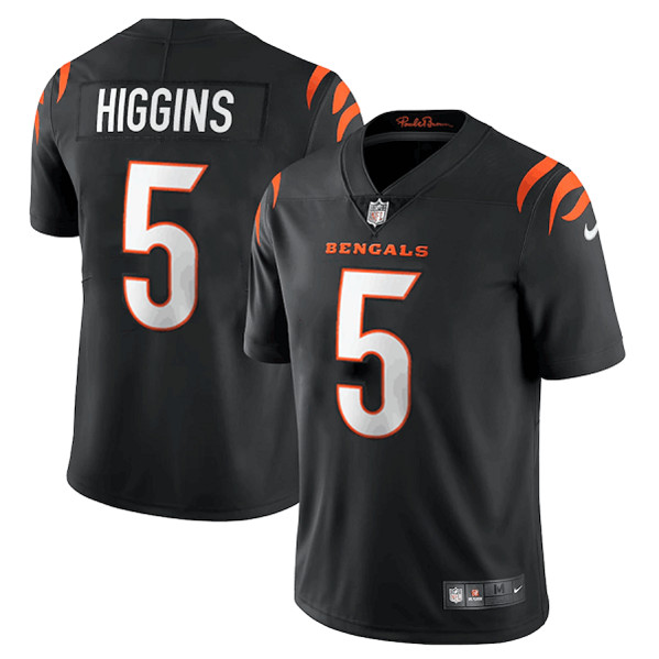 Men's Cincinnati Bengals #5 Tee Higgins Black Vapor Untouchable Limited Stitched Jersey - Click Image to Close