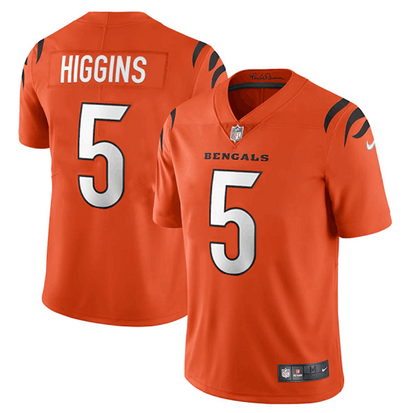 Men's Cincinnati Bengals #5 Tee Higgins Orange Vapor Untouchable Limited Stitched Jersey - Click Image to Close