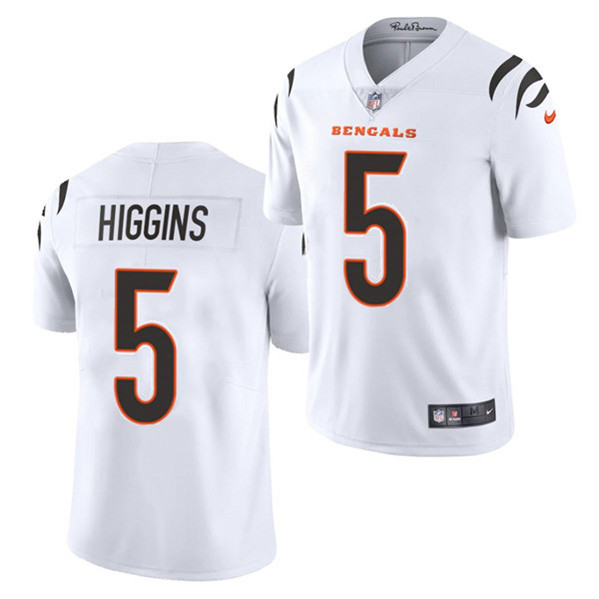 Men's Cincinnati Bengals #5 Tee Higgins White Vapor Untouchable Limited Stitched Jersey - Click Image to Close