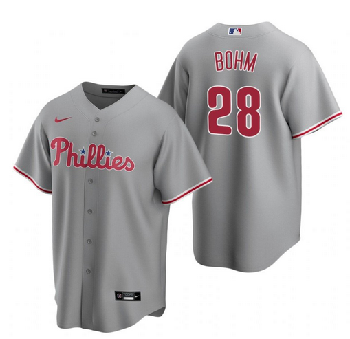 Youth Philadelphia Phillies #28 Alec Bohm Gray Road Jersey - Click Image to Close