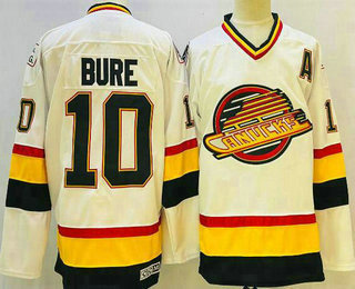 Men's Vancouver Canucks #10 Pavel Bure White Throwback CCM Jersey - Click Image to Close